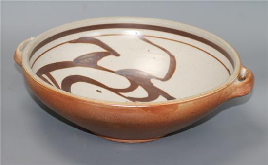 Svend Bayer (b. 1946), a large stoneware two-handled bowl W 34cm